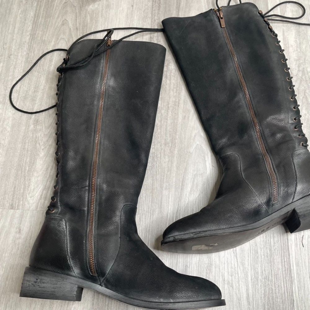 Joie Black Lace Up Tall Boots - Picture 6 of 8